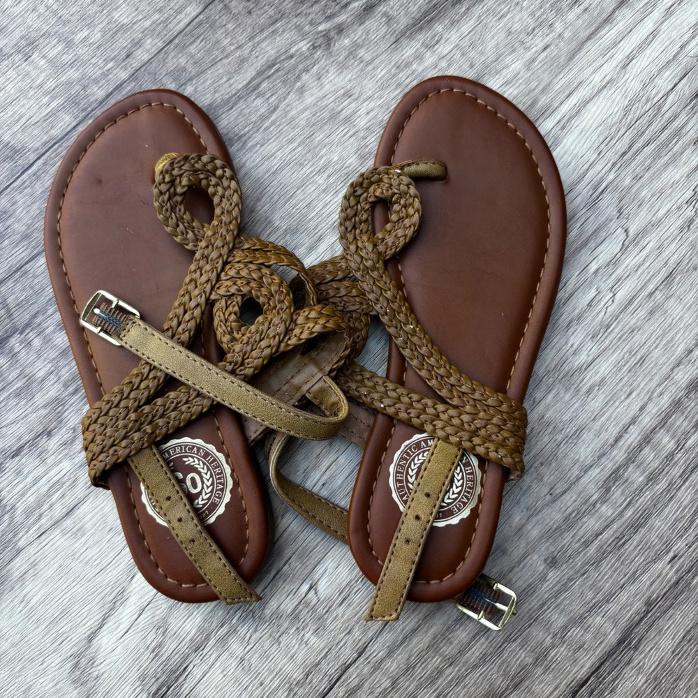 SO American Heritage Braided Strap Brown Sandals - Kid's Size 12